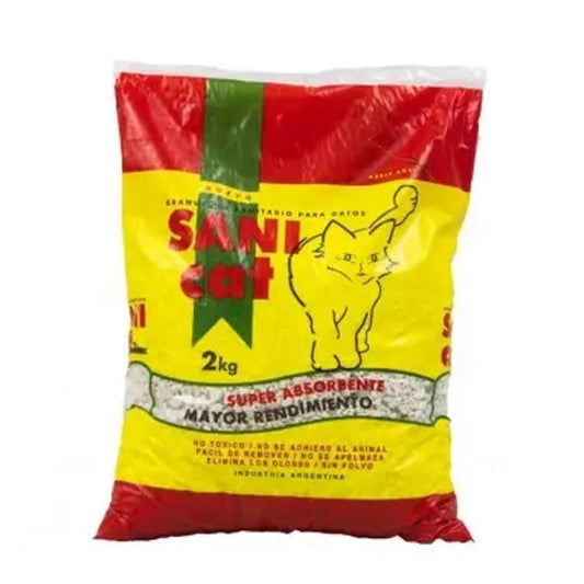 Arena Sanitaria Gaucho 2kg, alta absorción y control de olores. Mantén la caja de tu gato limpia y libre de malos olores. Fácil de limpiar, rendimiento duradero.