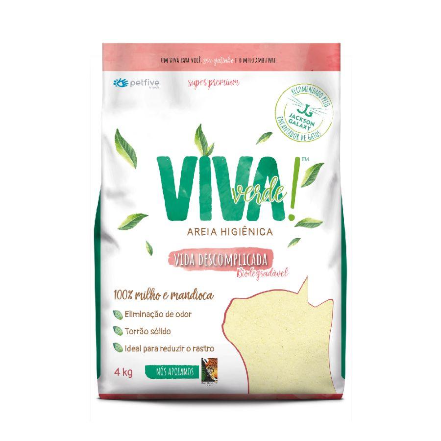 Arena Sanitaria Ecológica Viva Verde 4 kg, hecha de maíz y yuca. Biodegradable, controla olores, aglutina al instante y es desechable por el inodoro.🌿🐱