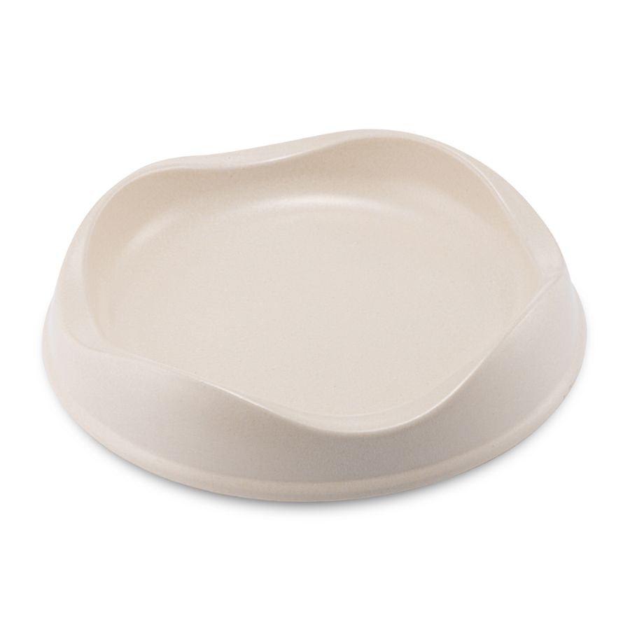 Beco Bowl Gato Natural, comedero ecológico con bordes bajos y base antideslizante. Hecho de bambú reciclado y cáscara de arroz, seguro y cómodo para tu gato.