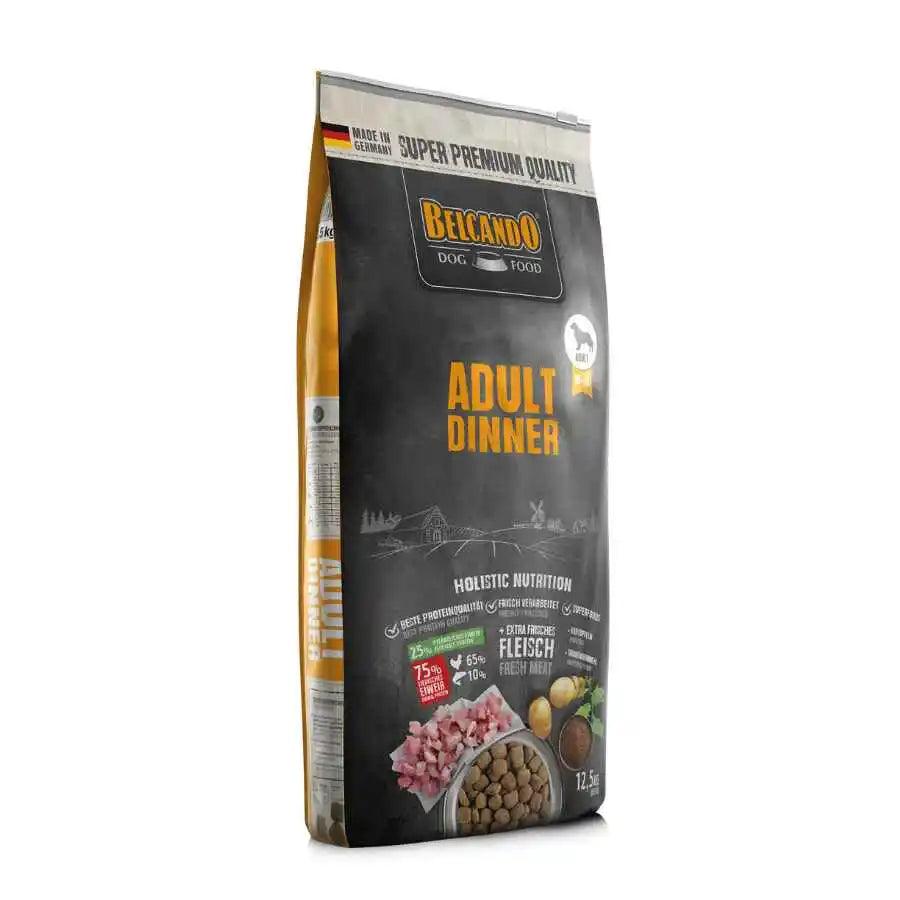 Alimenta a tu perro con BELCANDO Adult Dinner 12.5kg 🐕🥘, diseñado para mantener un peso óptimo con un sabor irresistible y materias primas selectas como carne de ave tierna y patatas nutritivas