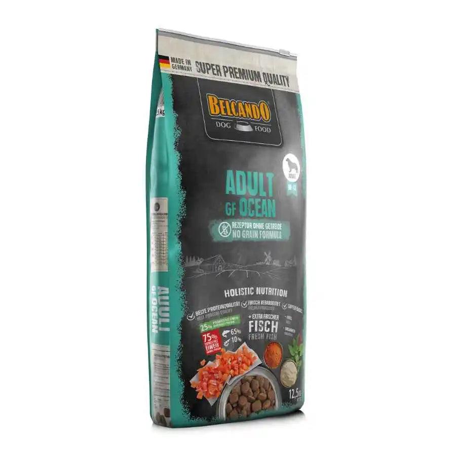 Nutre a tu perro aventurero con BELCANDO Adult Grain Free Ocean 12.5kg 🌊🐟, una dieta sin cereales rica en salmón y kril, perfecta para apoyar un corazón saludable y satisfacer a los más sensibles.