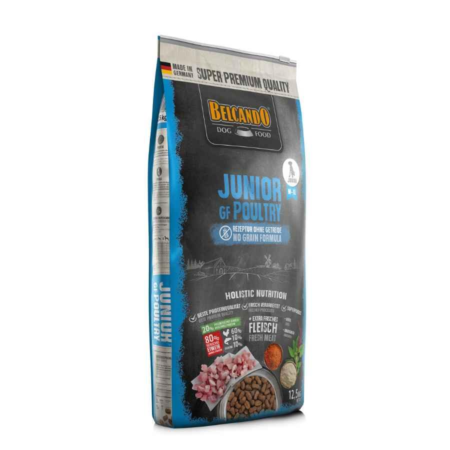 Cuida de tu perro joven con BELCANDO Junior Grain Free Poultry 12.5kg 🐶💪, nutrición avanzada sin cereales con carne de ave fresca y amaranto para el crecimiento saludable y la prevención de intolerancias