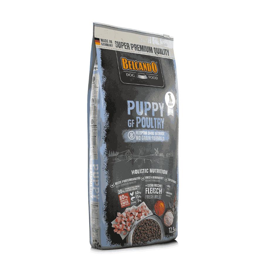 Elige BELCANDO Puppy Grain Free Poultry 12.5kg 🐕🌱, alimento sin cereales con 40% de ave fresca y amaranto, para un crecimiento saludable y un sistema inmune robusto.