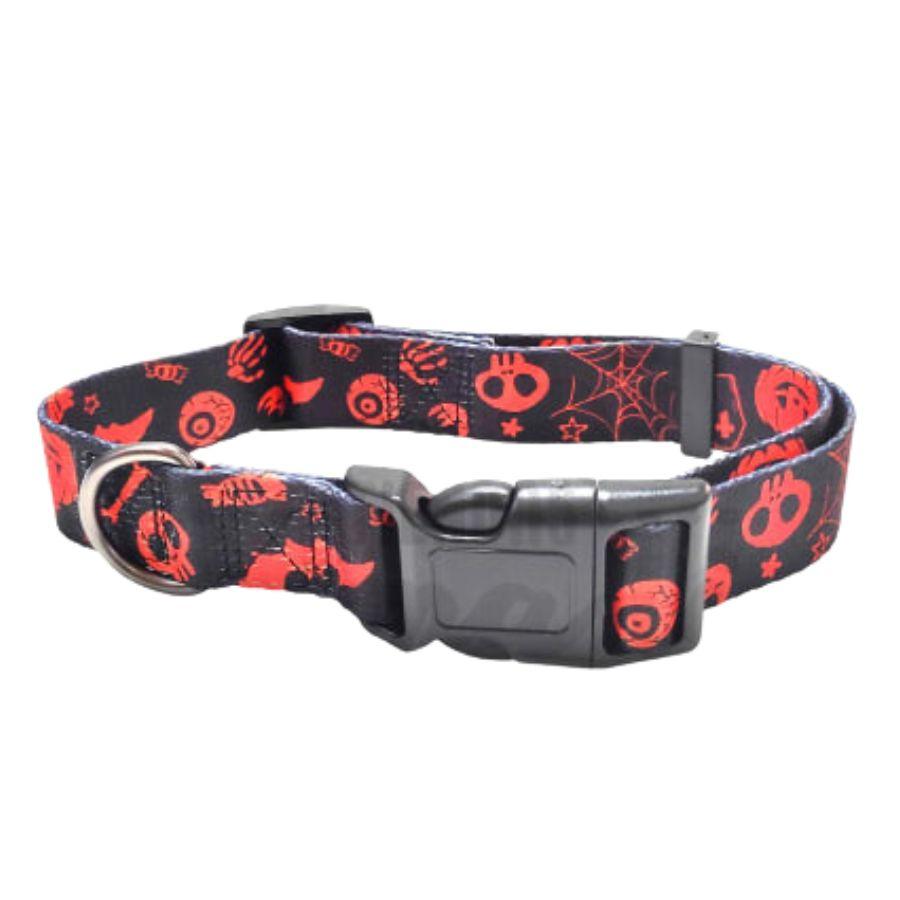 Collar de Halloween para Perros WonderDog 🎃, con diseño reflectante y fluorescente para mayor seguridad. ¡Ideal para paseos nocturnos!