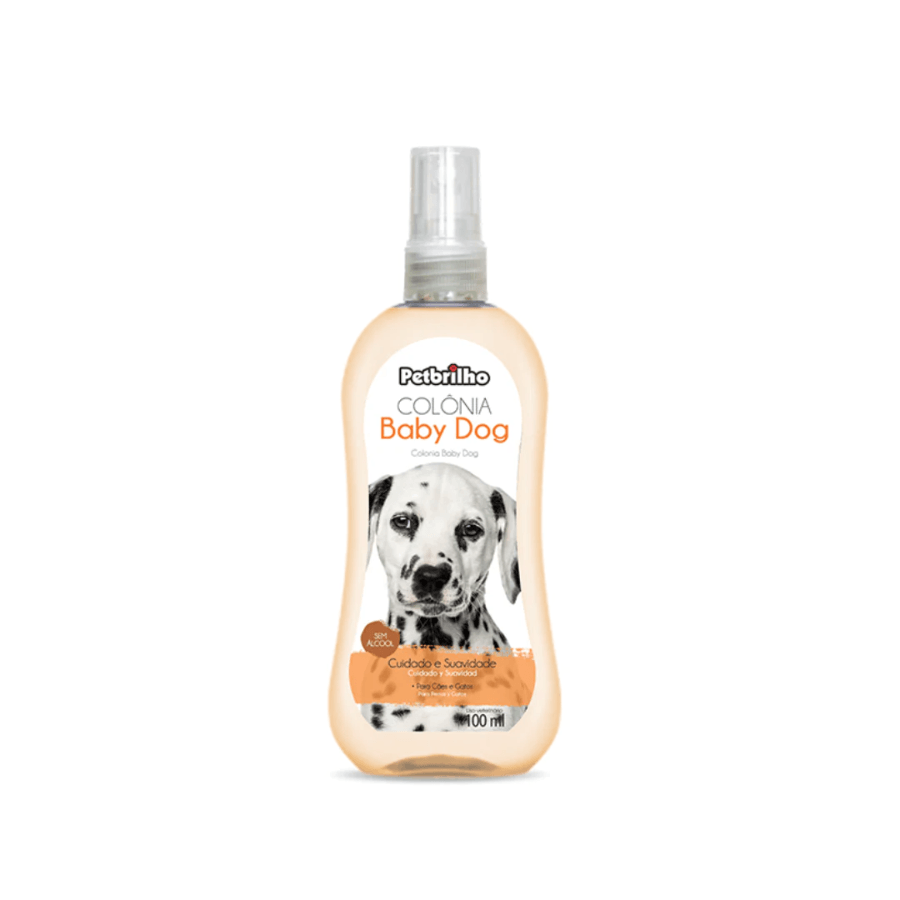 Colonia Cachorros Baby Dog Petbrilho 100ML 🐶✨, sin alcohol y con un suave perfume de larga duración. Ideal para cachorros y sus espacios, asegura frescura y cuidado.