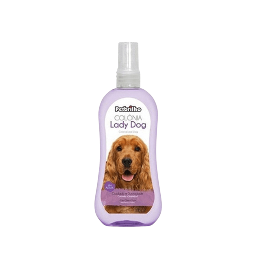 Descubre "Colonia para Perros Lady Dog Petbrilho 100ML" 🌸🐶, con fragancias de perfumería fina, especialmente diseñada para hembras. Sin alcohol, segura y perfecta para después del baño. Tu perra, envuelta en elegancia y frescura.