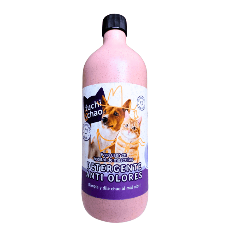 Detergente Antiolores Fuchi Chao 700 ml: potente detergente, desincrustante, desengrasante, desinfectante y eliminador de olores. Ideal para hogares y clínicas veterinarias.🌿