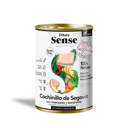 Dibaq Sense Alimento Húmedo Cochinillo de Segovia: latita hipoalergénica grain free con 76% de carnes frescas, protectores articulares y antioxidantes naturales. 🌿🐾