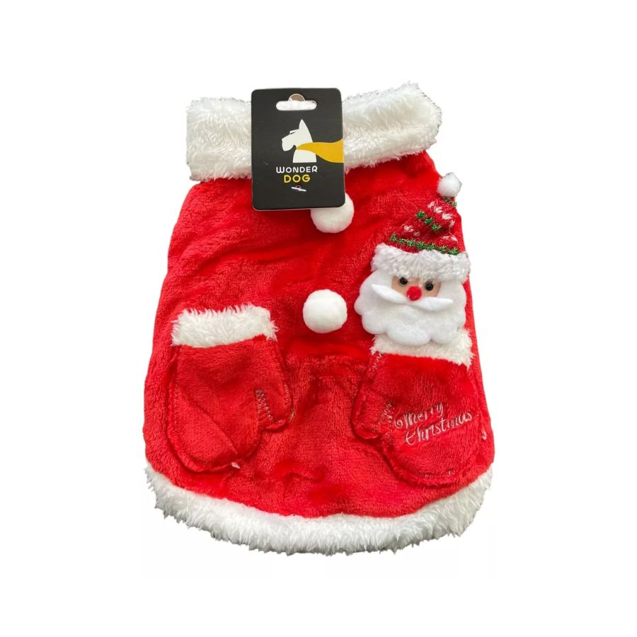 Disfraz Navideño Rojo para Perros y Gatos 🎅, confeccionado en 100% algodón suave y cómodo. Perfecto para celebrar la Navidad en familia.