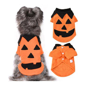 Disfraz de Calabaza para Perros y Gatos 🎃, hecho con forro polar suave y diseño festivo. ¡Perfecto para Halloween y ocasiones especiales!