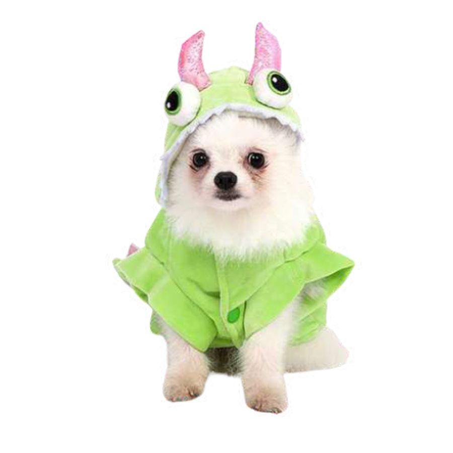 Disfraz de Dinosaurio para Perros y Gatos 🦕, hecho con terciopelo suave y forro polar cálido. ¡Ideal para Halloween y otras festividades!