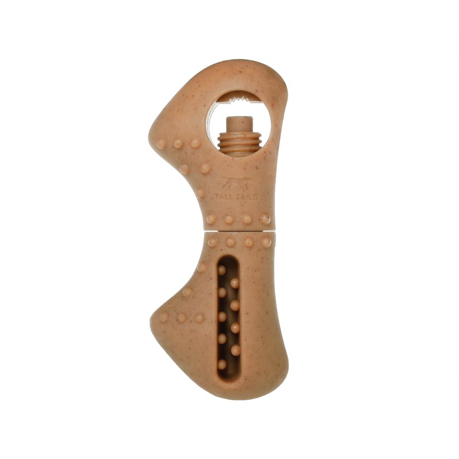 Juguete Porta Stick Masticable Sabor Tocino 🐾, seguro y con aroma a tocino, sujeta snacks y reduce el riesgo de asfixia en perros activos.