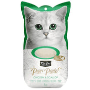 Kit Cat Purr Puree Pollo y Ostiones: Snack cremoso para gatos desde 2 meses. 🐱 Ingredientes naturales con Omega 3 y 6. Sabor único y nutritivo en sticks de 15g.