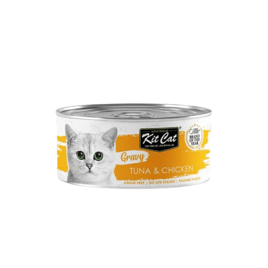 Kit Cat Gravy Series Atún & Pollo: Deliciosa comida húmeda para gatos. 🐱 Enriquecida con nutrientes, promueve la hidratación y la salud.