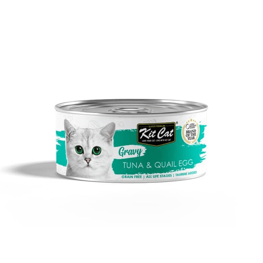 Kit Cat Gravy Series Atún & Huevo de Codorniz: Deliciosa comida húmeda para gatos. 🐱 Enriquecida con nutrientes, promueve la hidratación y la salud.