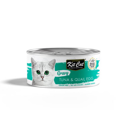 Kit Cat Gravy Series Pollo & Huevo de Codorniz: Deliciosa comida húmeda para gatos. 🐱 Enriquecida con nutrientes, promueve la hidratación y la salud.