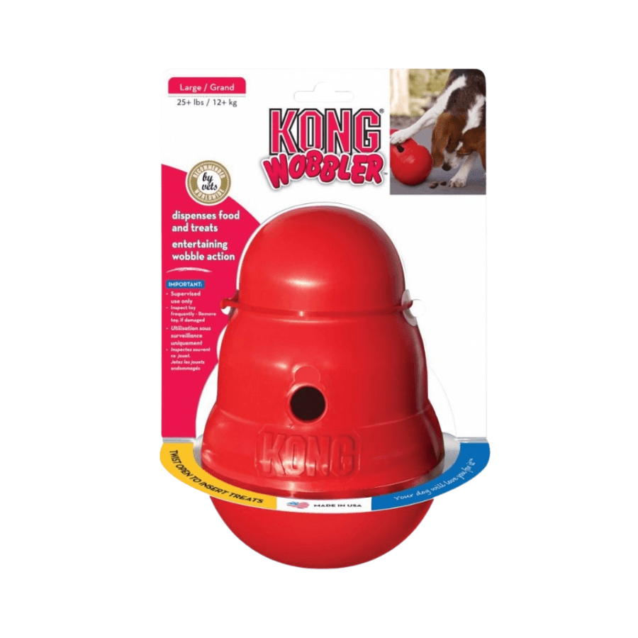 Kong Wobbler: Juguetes interactivos que desafían a tu perro y dispensan comida mientras se divierten. ¡Perfecto para estimulación mental y ejercicio! 🐶