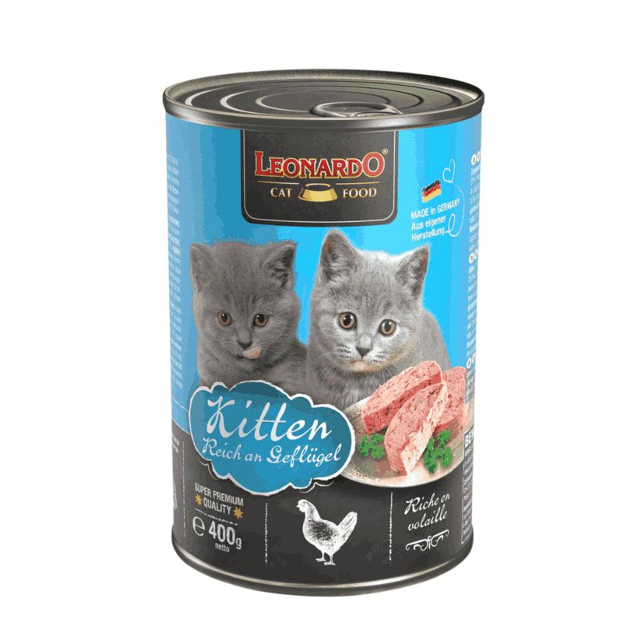 LEONARDO® Kitten Quality Selection: comida húmeda de 400 gr especial para gatitos con carne de ave y aceite de salmón. 🐱 Nutrición completa y deliciosa para un crecimiento saludable. 🐟