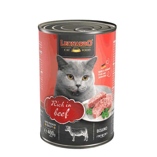 LEONARDO® Quality Selection Ternera: deliciosa comida húmeda para gatos adultos de 400gr, rica en ternera fresca. 🥩 Ideal para dieta BARF, nutritiva y sabrosa. 🐾