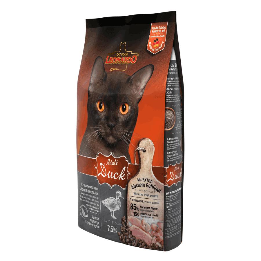 LEONARDO Adult Duck 2kg🦆🐾, alimento premium para gatos adultos con carne de pato fresca, semillas de chía y krill antártico. Piel sana y pelaje brillante garantizados.