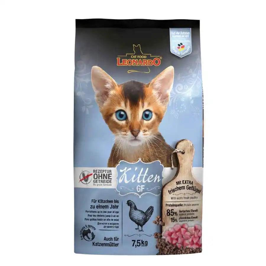 Leonardo Kitten Libre de Granos 7.5kg 🐱🌿, alimento completo sin granos para gatitos y gatas lactantes. Con carne fresca y chía, fortalece la digestión y defensas.