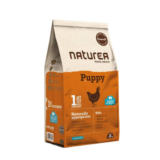 Naturea Puppy Pollo: Alimento natural para cachorros, con pollo como ingrediente principal. 🐶 Alto en nutrientes, sin maíz, trigo ni soya. Ideal para crecimiento saludable.