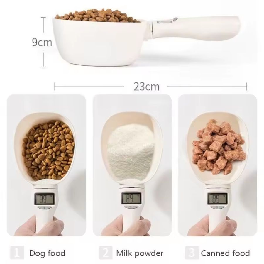 Cuchara Electrónica de Medición 🐾 con pantalla LCD, mide con precisión gramos, ml, tazas y onzas. ¡Ideal para una alimentación equilibrada y saludable!