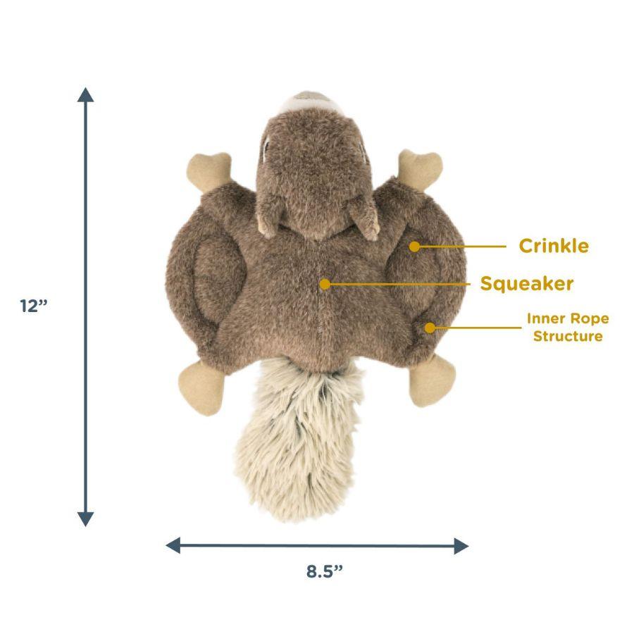 Peluche Ardilla Voladora con Sonido 🐿️, con tela reforzada, squeaker y diseño volador, perfecto para juegos interactivos y duraderos con tu perro.