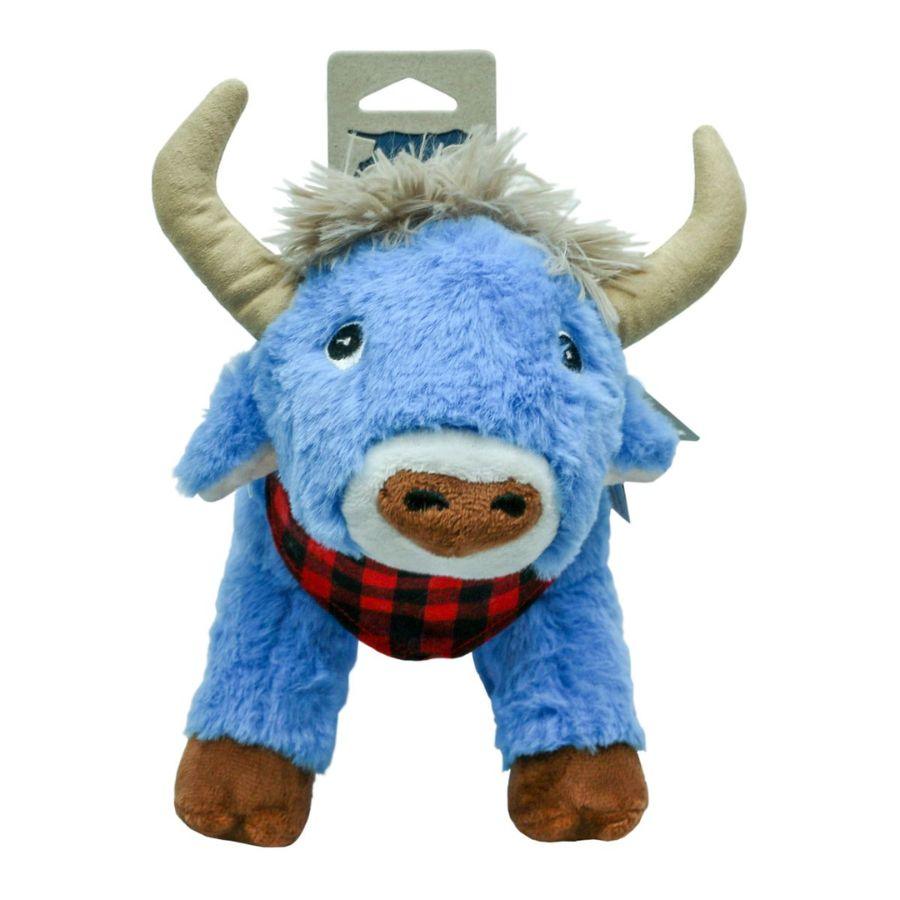 Peluche Buey Azul con Sonido de Tall Tails, con squeaker y crujido, ideal para perros que disfrutan de jugar y acurrucarse. Duradero y suave. Tamaño: 24 cm.