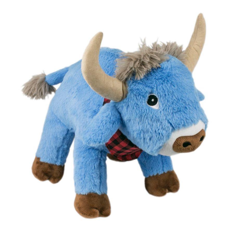 Peluche Buey Azul con Sonido de Tall Tails, con squeaker y crujido, ideal para perros que disfrutan de jugar y acurrucarse. Duradero y suave. Tamaño: 24 cm.