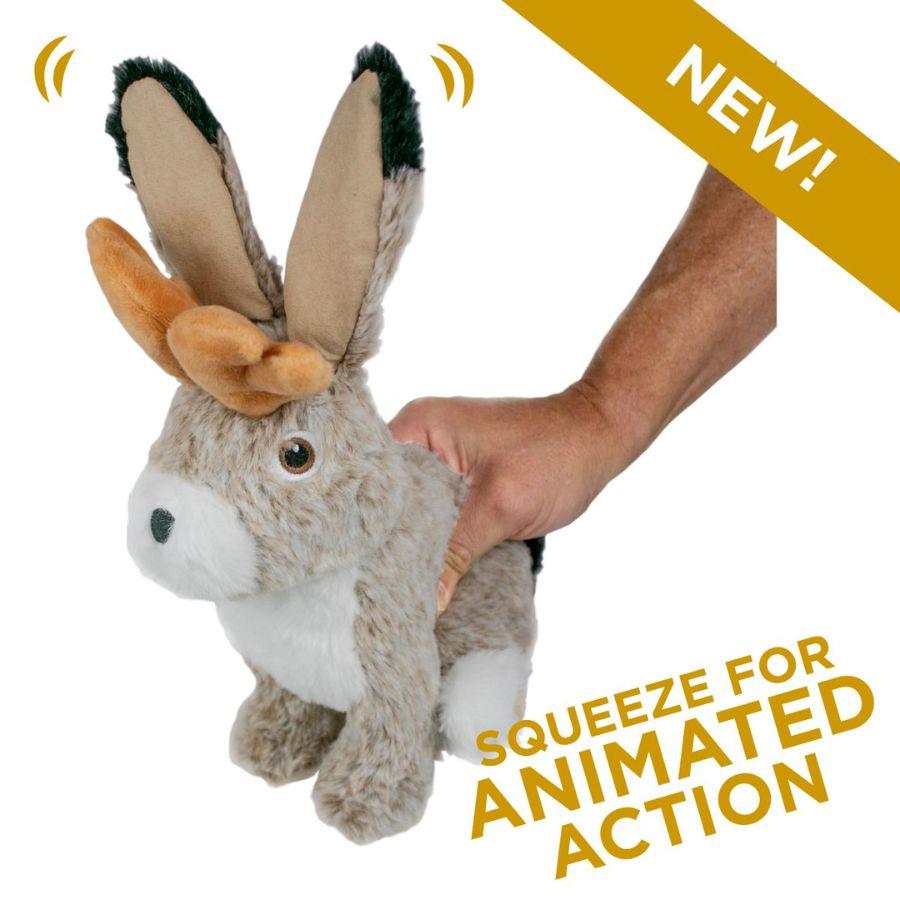 Peluche Jackalope Animado con Sonido 🐰, juguete interactivo de 20 cm con movimiento y sonido, perfecto para juegos dinámicos y diversión sin baterías.