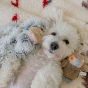 Peluche Yeti con Sonido 🦴, resistente y suave, con gruñido y cuerda interna, perfecto para juegos y momentos de acurrucarse para perros medianos y grandes.