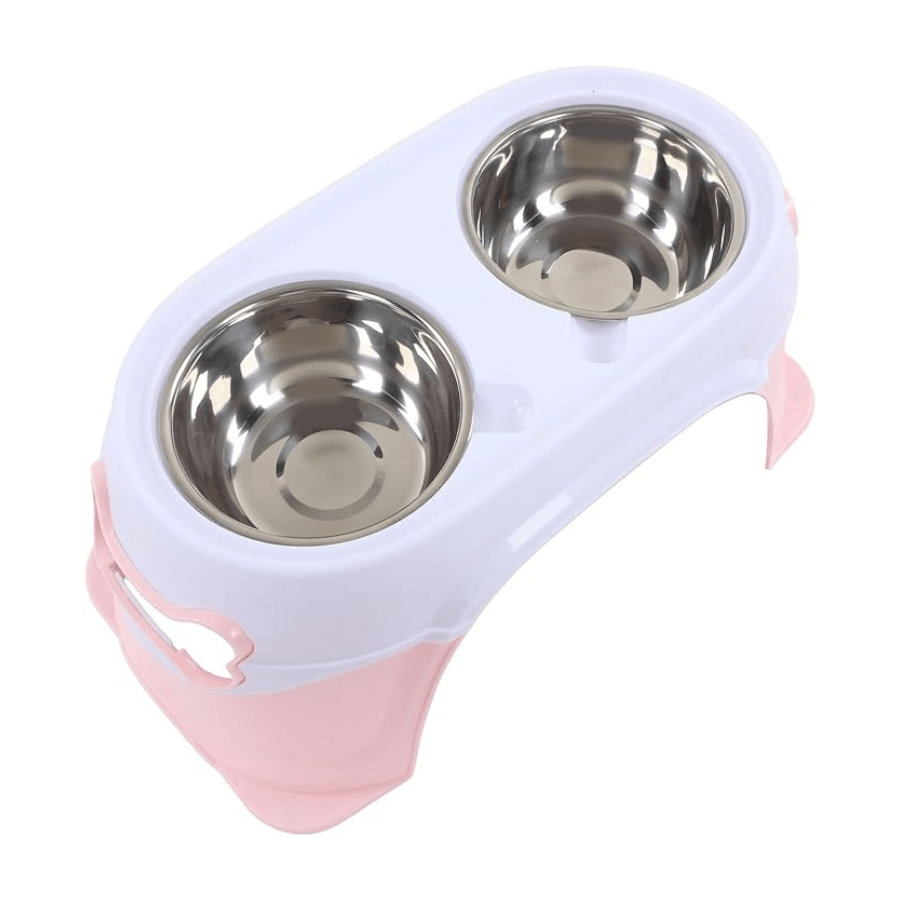 Plato Doble con Pedestal: Diseño ergonómico para perros medianos y grandes. 🐶 Elevación para una digestión saludable y comodidad al comer. Base antideslizante.