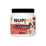 Pre y Probióticos para Mascotas NUP! PETS Sabor Salmón. Mejora la salud digestiva e inmune de tu mascota. Mantiene el pelo brillante y fortalece defensas. 🐶🐱