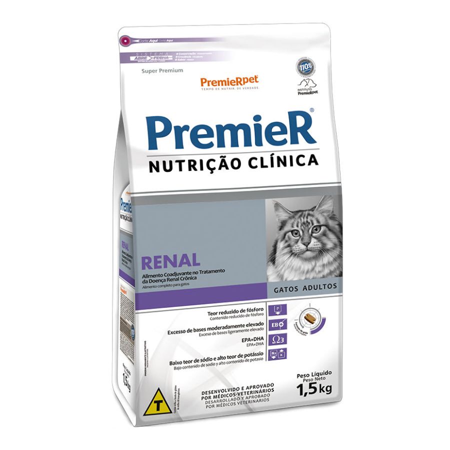 PremieR Nutrición Clínica Renal para Gatos 1.5kg, alimento premium con bajo fósforo y sodio, ideal para gatos con enfermedad renal crónica. 🐱✨