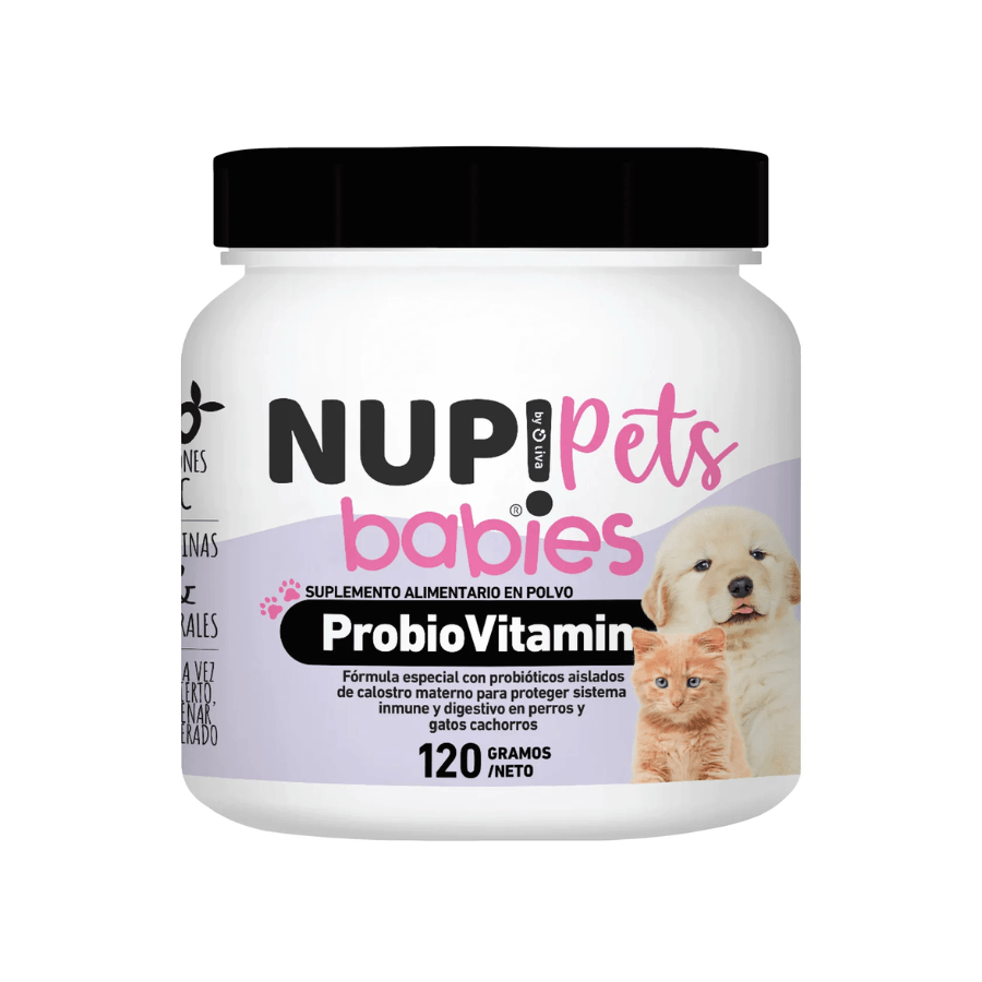 Probiovitamin para Cachorros NUP! Pets. Suplemento en polvo para perros y gatos cachorros, fortalece sistema digestivo e inmune, controla diarreas y mejora el desarrollo. 🐶🐱