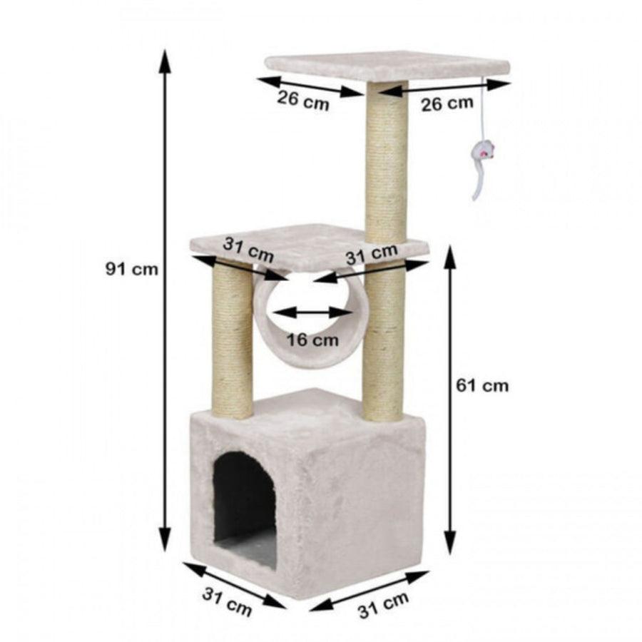 Rascador Raton Colgante para Gatos: Centro de entretenimiento multinivel. 🐱 Ideal para afilar garras, jugar y descansar. Diseño duradero y atractivo