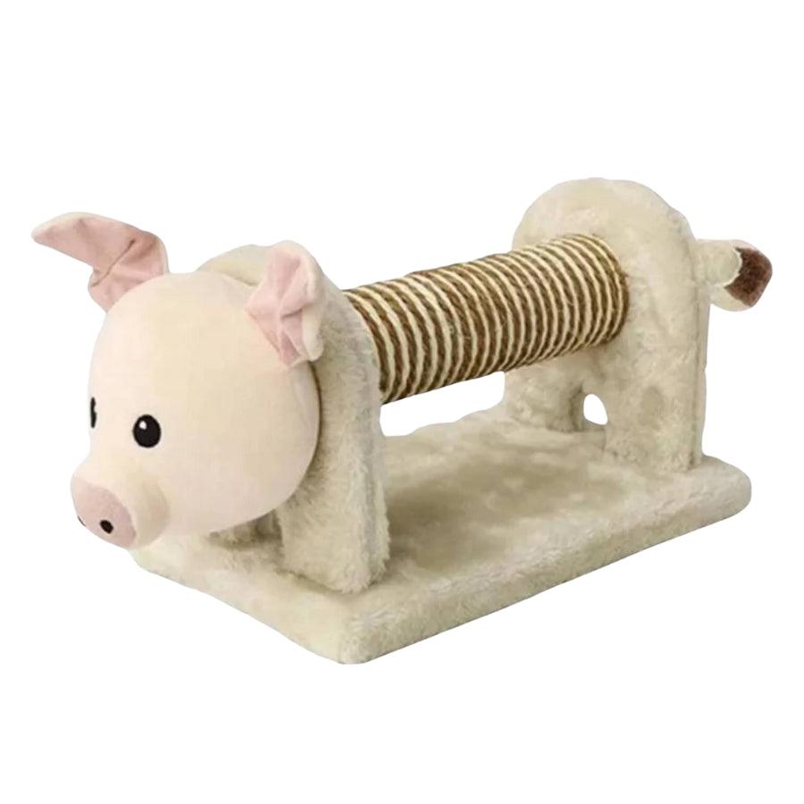 Rascador de Cerdito para gatos: Combina sisal natural y felpa suave. Ideal para afilar garras y descanso. 🐱 Diseño único y decorativo de 51x16.5x18 cm.