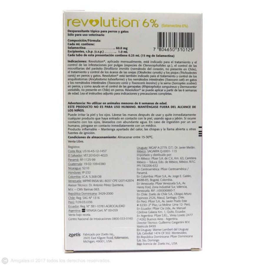 Revolution Plus 6% para Perros y Gatos 🐾 ofrece protección completa contra pulgas, garrapatas y parásitos internos. Aplicación mensual fácil y segura.