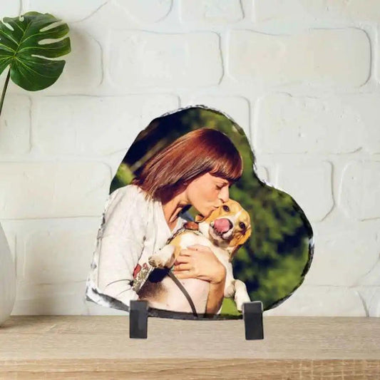 Roca Fotográfica Personalizada Forma de Corazón con Foto de Mascota | Recuerdo Eterno 🐾 - Crea un recuerdo único de tu mascota en roca, perfecto para decorar o regalar.