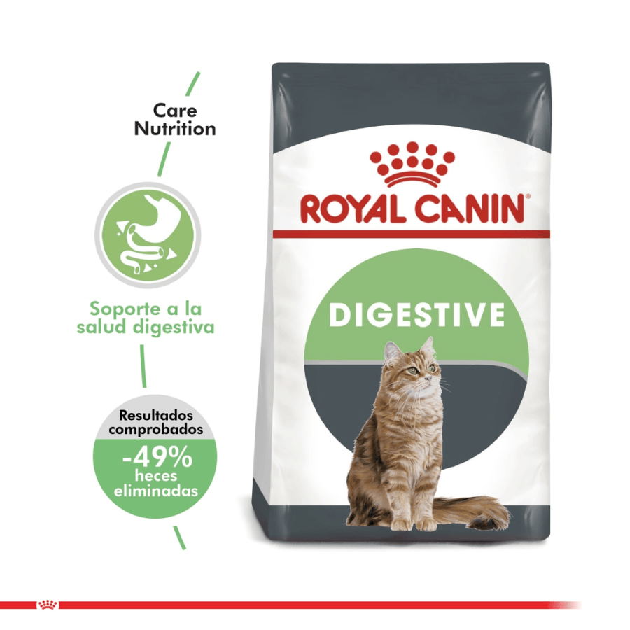 Royal Canin Digestive Care: Alimento para gatos con sensibilidad digestiva. Mejora la digestión, estimula la masticación y reduce la producción de heces. Balance de minerales para salud urinaria. 🐱🍲🌿