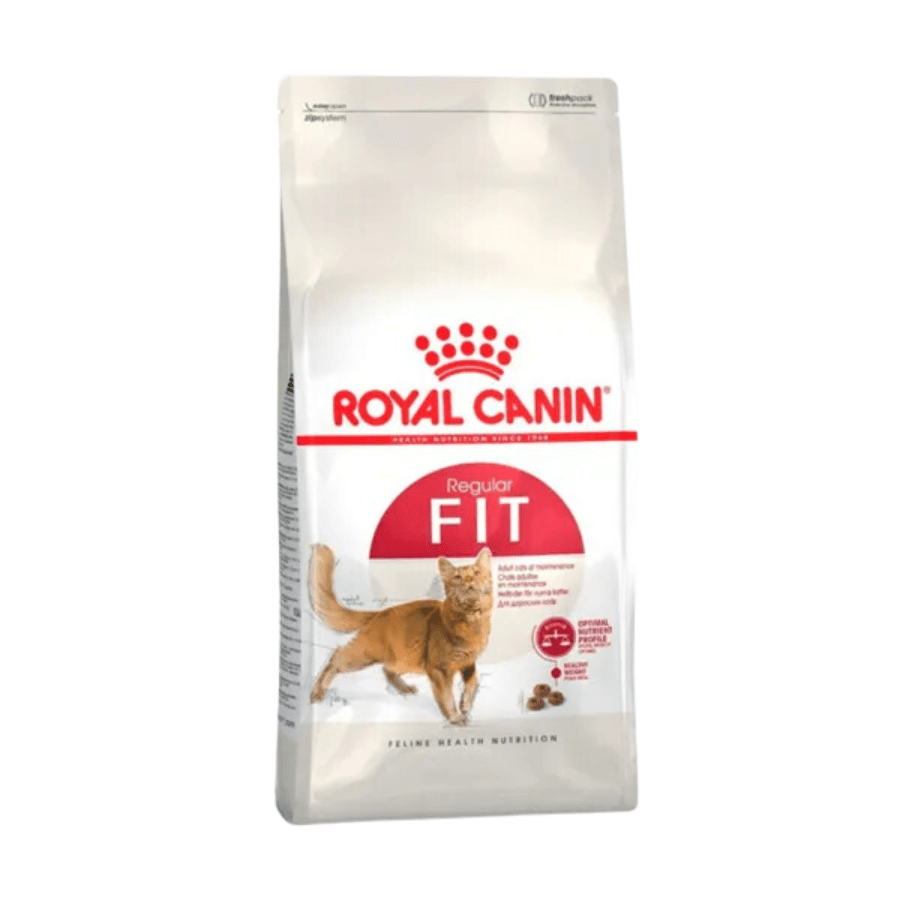 Royal Canin Fit: Alimento seco para gatos adultos con acceso al exterior y actividad moderada. Equilibra el peso, nutre completamente y reduce las bolas de pelo. Ideal para mantener la salud general. 🐱🌳