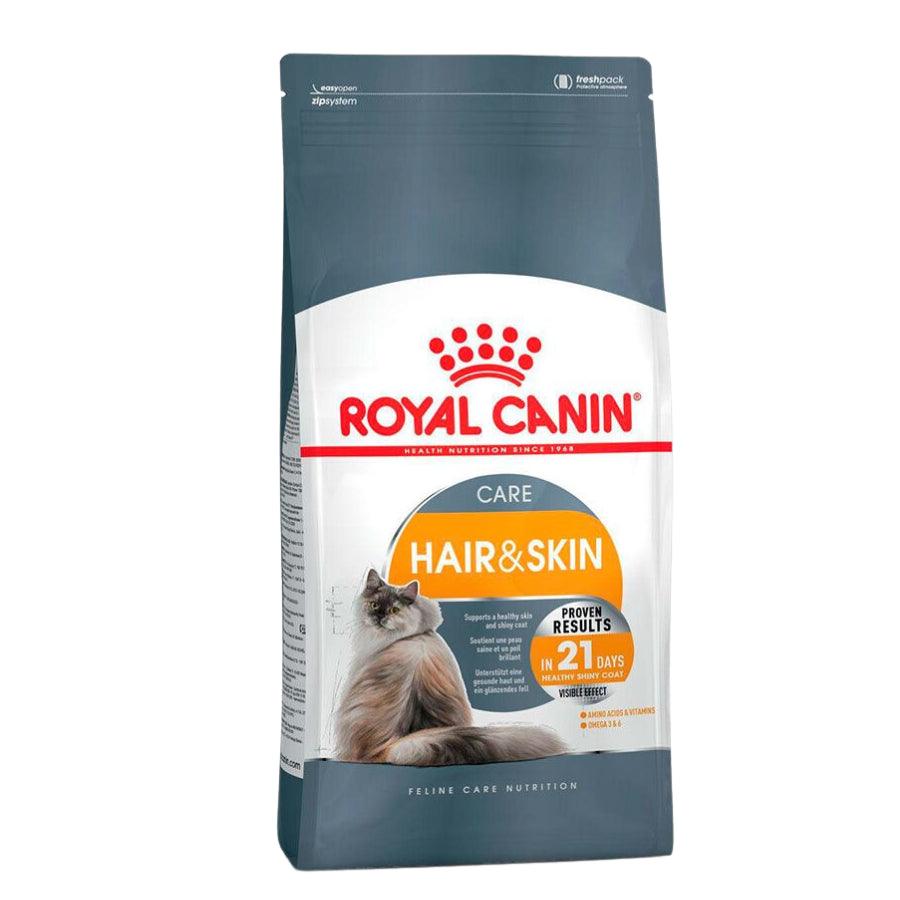 Royal Canin Hair & Skin Care: Alimento completo para gatos adultos. Mejora la salud del pelo y la piel, con nutrientes específicos para refuerzo cutáneo y brillo del pelaje. 🐱🍲🌟