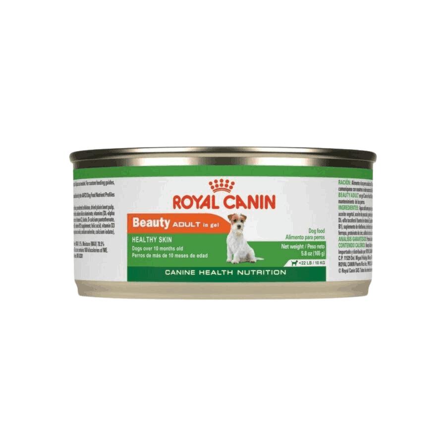 Royal Canin Lata Beauty para perros 150gr, alimento húmedo con ácidos grasos y «skin barrier complex», promueve una piel y pelaje saludable.