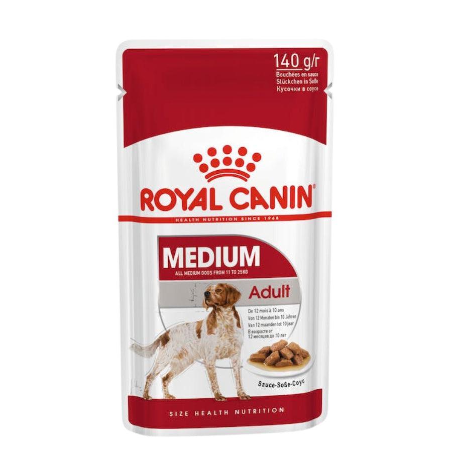 Royal Canin Medium Adult Pouch: Alimento húmedo para perros adultos de raza mediana. Ofrece energía adaptada, apoya la salud digestiva y del pelaje, y refuerza las defensas naturales. 🐶🍲🌿