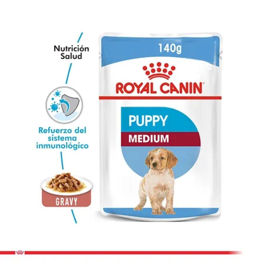 Royal Canin Medium Puppy Pouch: Alimento húmedo completo para cachorros de razas medianas hasta 10 meses. Soporta crecimiento, inmunidad y salud digestiva. Balanceado y sabroso. 🐶🍲🐾