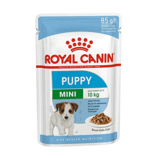 Royal Canin Mini Puppy Pouch: Alimento húmedo para cachorros de razas pequeñas. Favorece crecimiento, inmunidad y digestión. Alta energía y nutrientes esenciales. 🐶🍲🌱