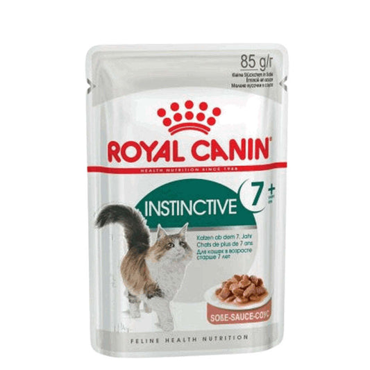 Royal Canin Adult Instinctive 7+ Pouch: Alimento húmedo diseñado para gatos mayores de 7 años. Favorece la vitalidad y la salud renal, con trozos tiernos y perfil nutricional óptimo. 🐱🍲🐾