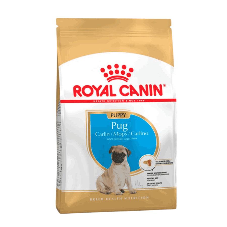 Royal Canin Pug Puppy 2.5 Kg: alimento completo para cachorros Pug, con croquetas especiales para su hocico, apoyando su salud digestiva y piel.🐕✨