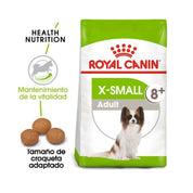 Royal Canin X-Small Adulto 8+ 1KG: Alimento para perros de razas muy pequeñas mayores de 8 años. Favorece la vitalidad, salud digestiva y urinaria. Croquetas adaptadas para mandíbulas pequeñas. 🐶🍲🐾